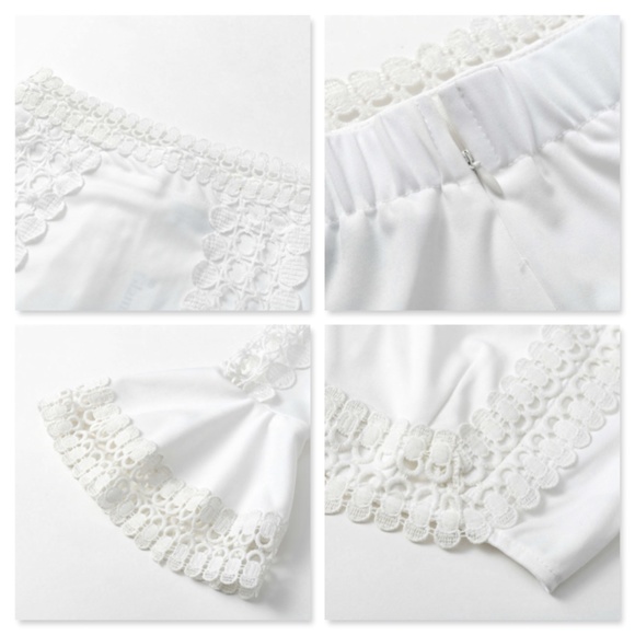 White 2 Piece Guipure Detail Skirt Set - Picture 8 of 16